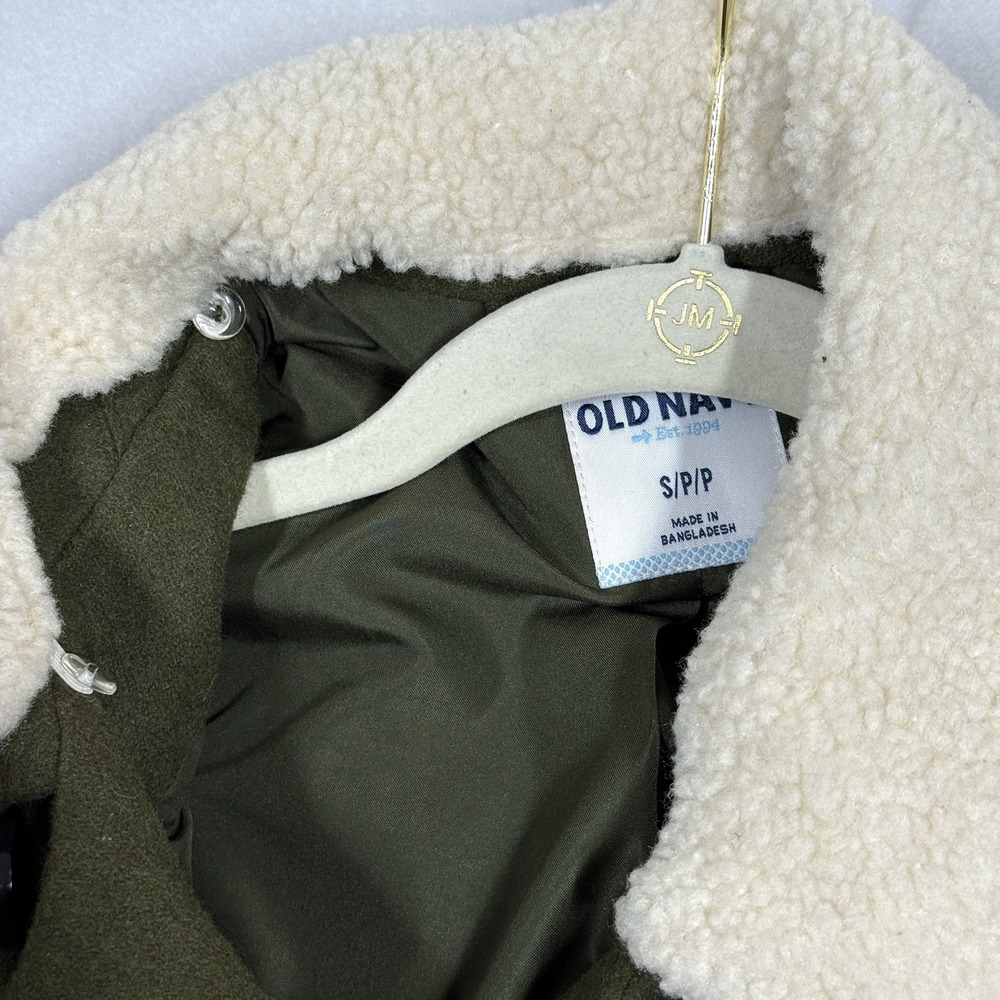 Old Navy Peacoat Women Small Petite Wool Blend Double Breasted Sherpa Collar NWT - Picture 4 of 15